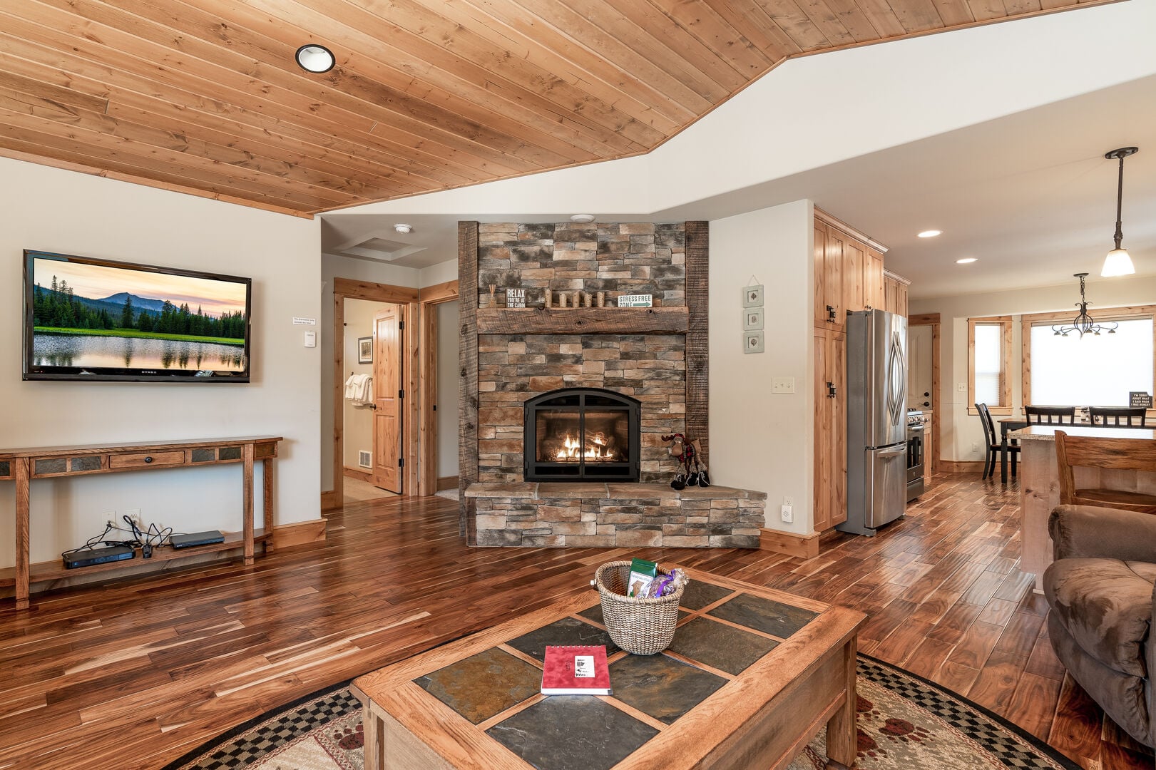 cabin with fireplace