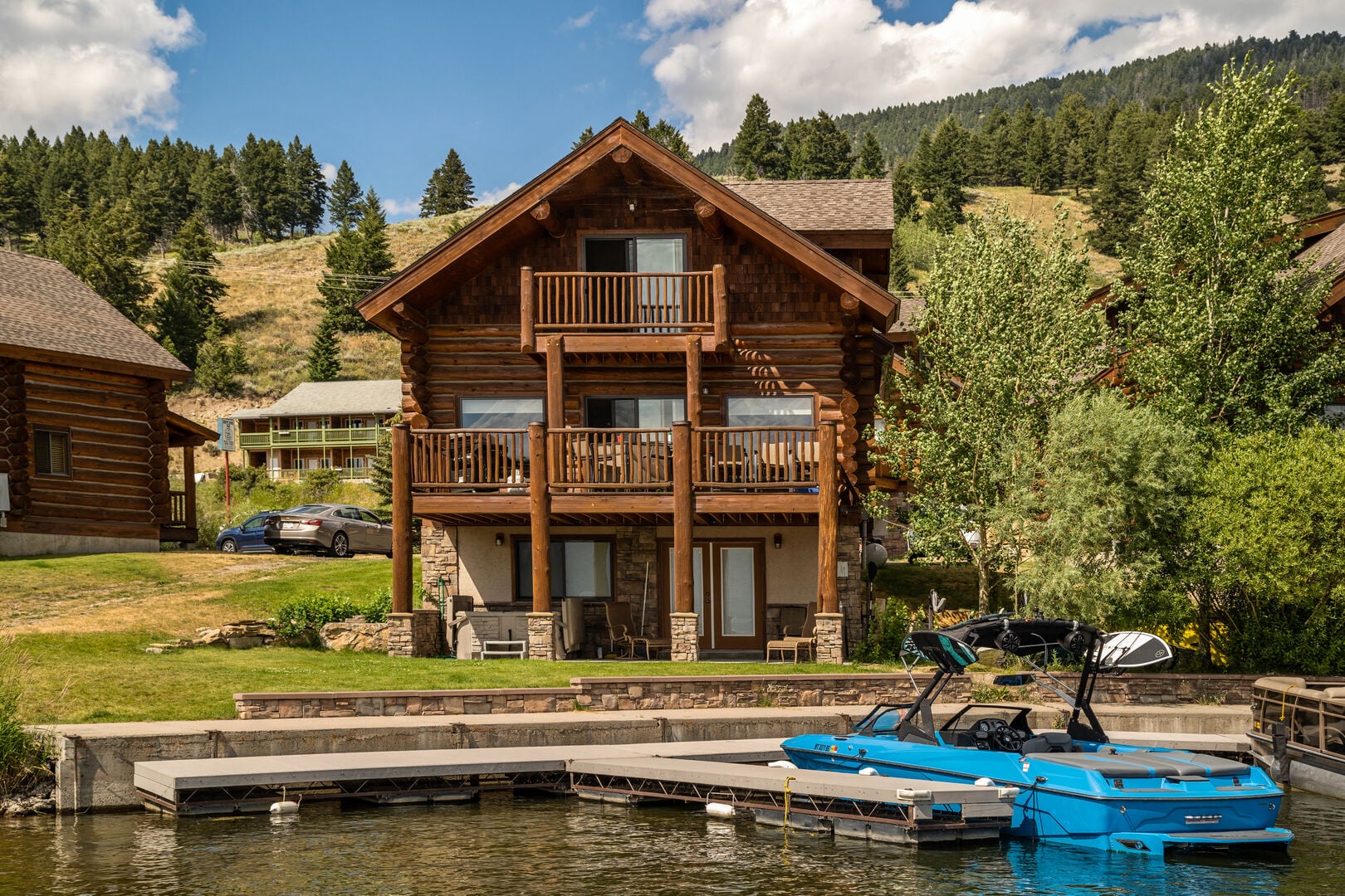 Lakefront log cabin rental